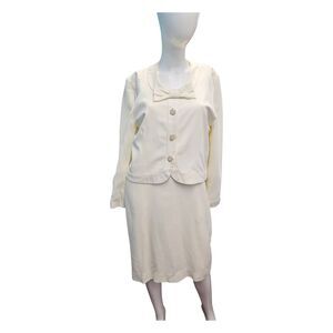 Mountain Home 2 Piece Dress Suit Set Womens Size 10 Vintage 80's Off White